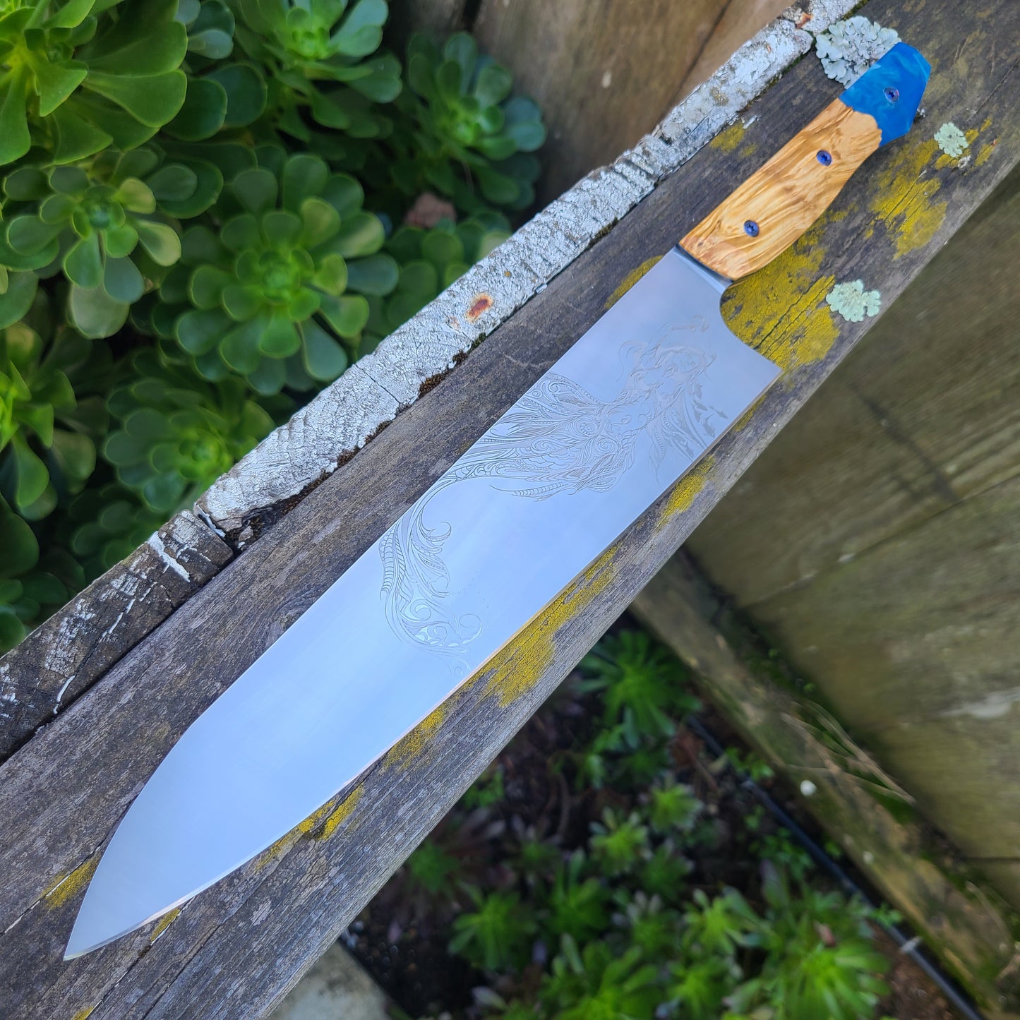 Meglio Knives Semi Custom 10" Blue Resin Calypso Magnacut Gyuto