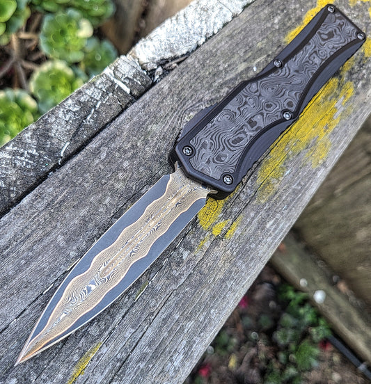 Heretic Knives Colossus HG D/E Baker Forge Damascus OTF Auto