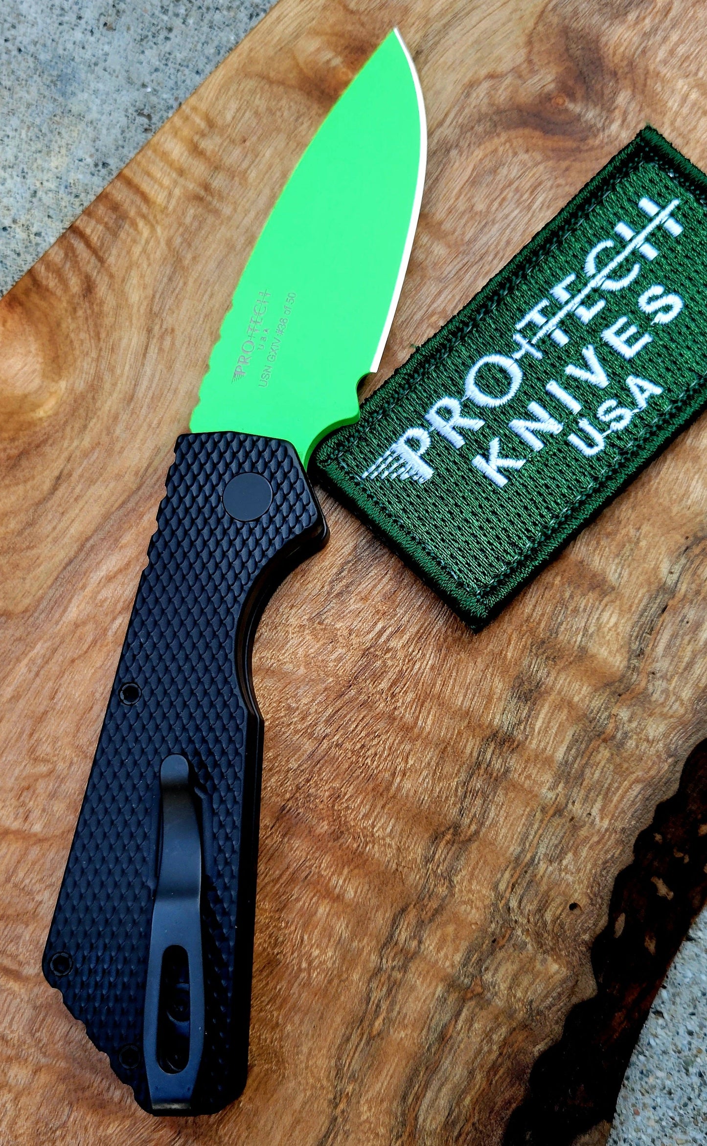 Protech PT+ USN 2023 Special Green Magnacut Black Textured Aluminum Auto