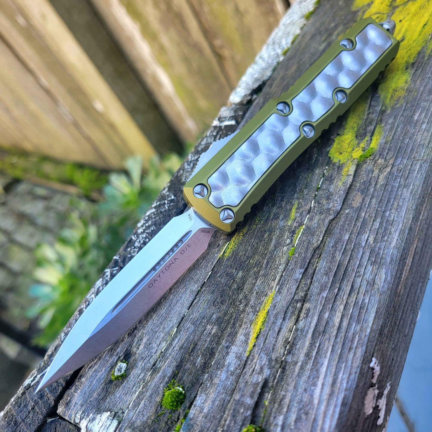 Microtech 126-10ODBIS UTX-85 Daytona D/E OD Green Stonewash Bubble Inlay OTF Auto