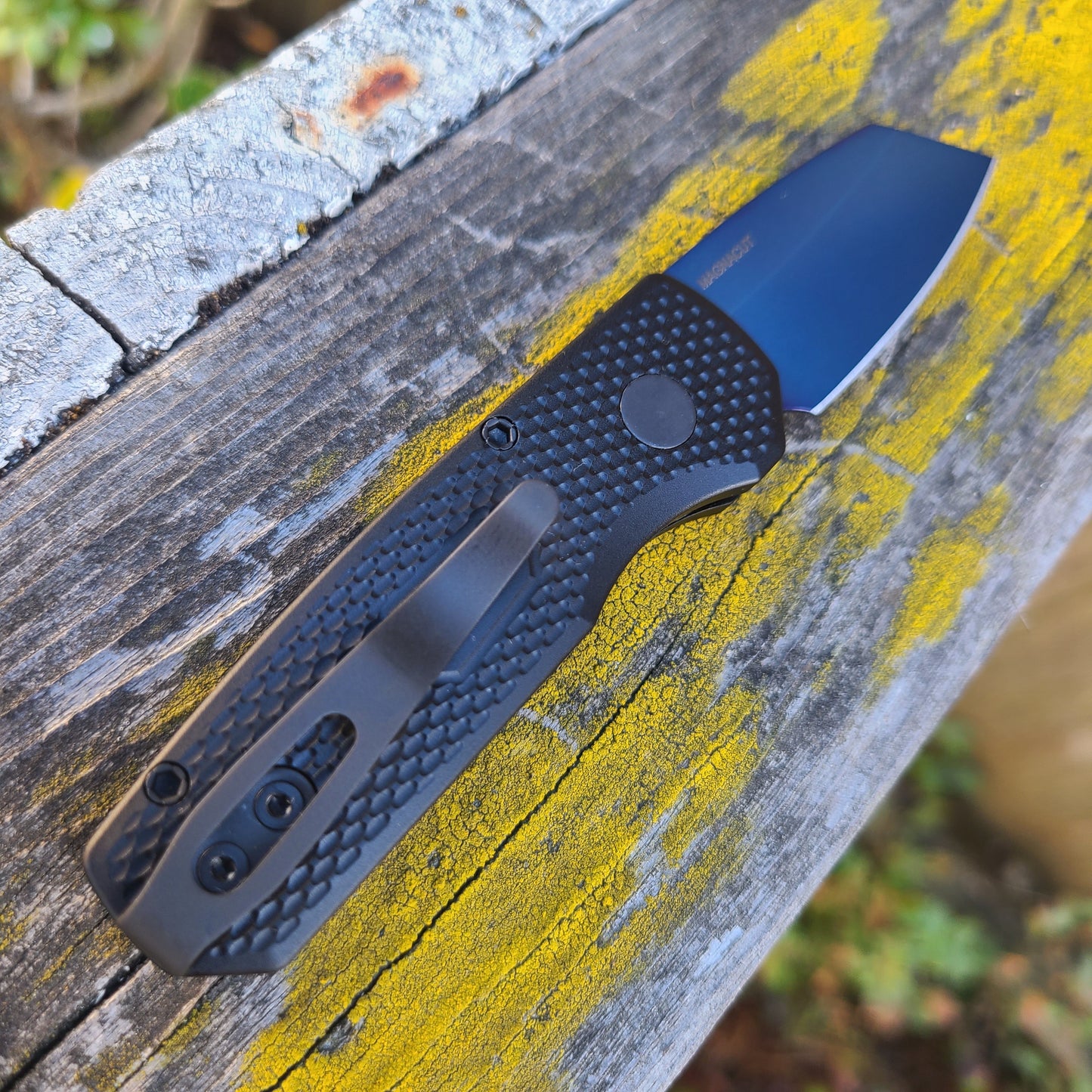 Protech R5406-SB Runt 5 Sapphire Blue Magnacut Reverse Tanto Auto