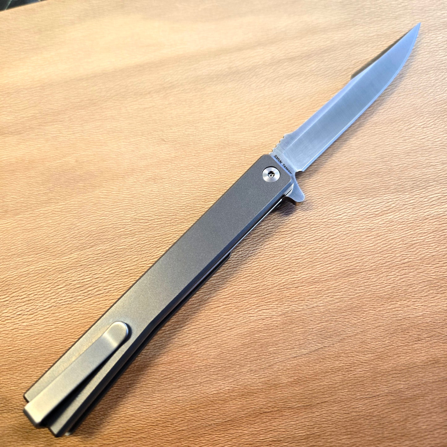 Ocaso Knives Satin Harpoon Titanium Solstice Folder