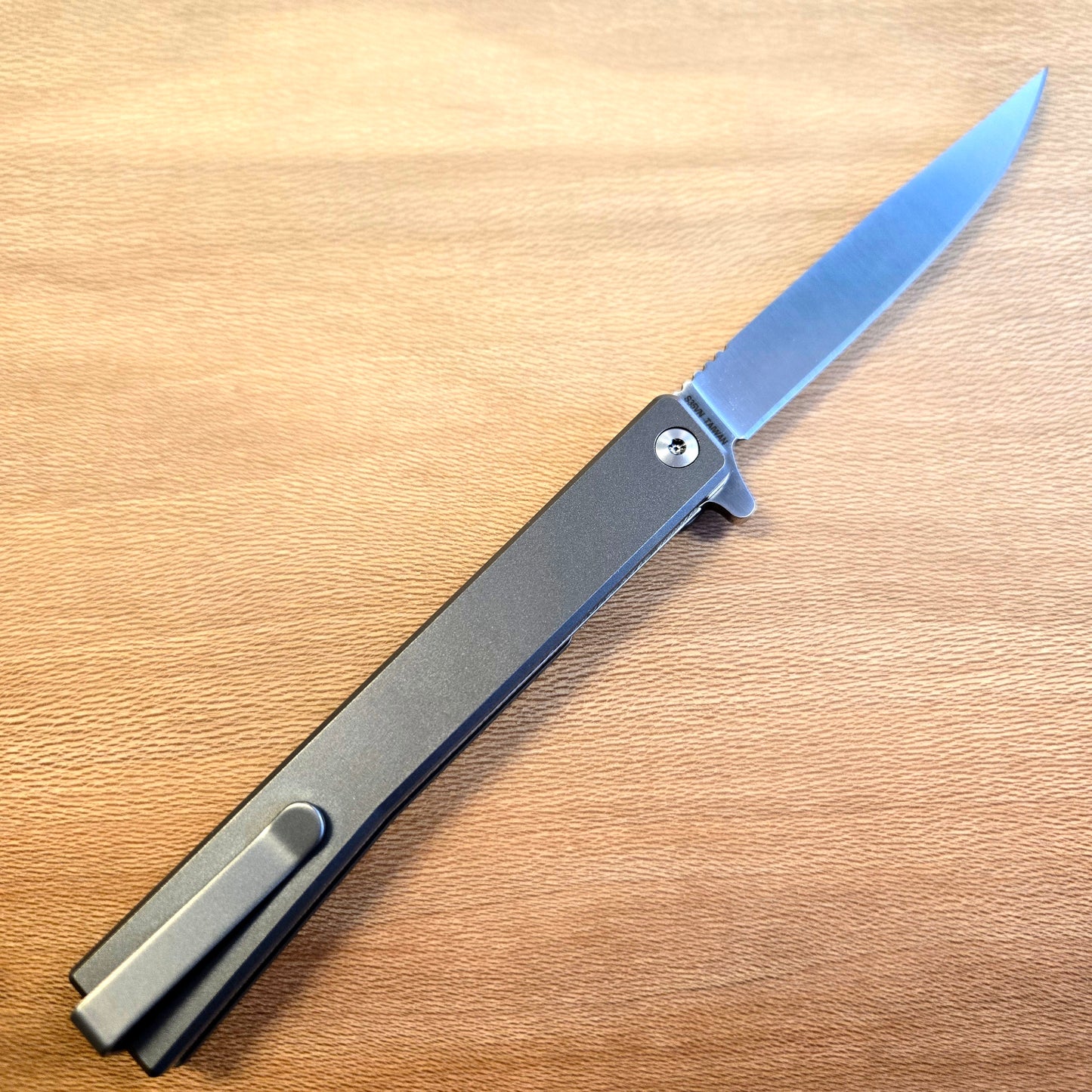 Ocaso Knives Satin Drop Point Titanium Solstice Folder