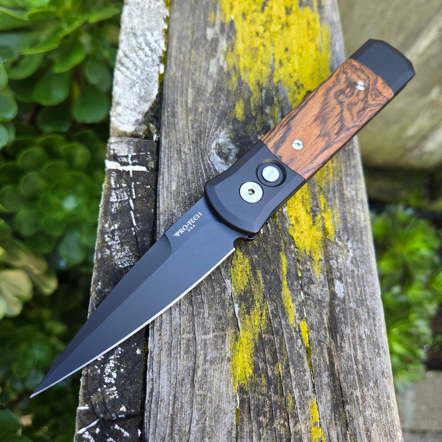 Protech 707-Bocote Godson Bocote Inlay Black 154cm Auto