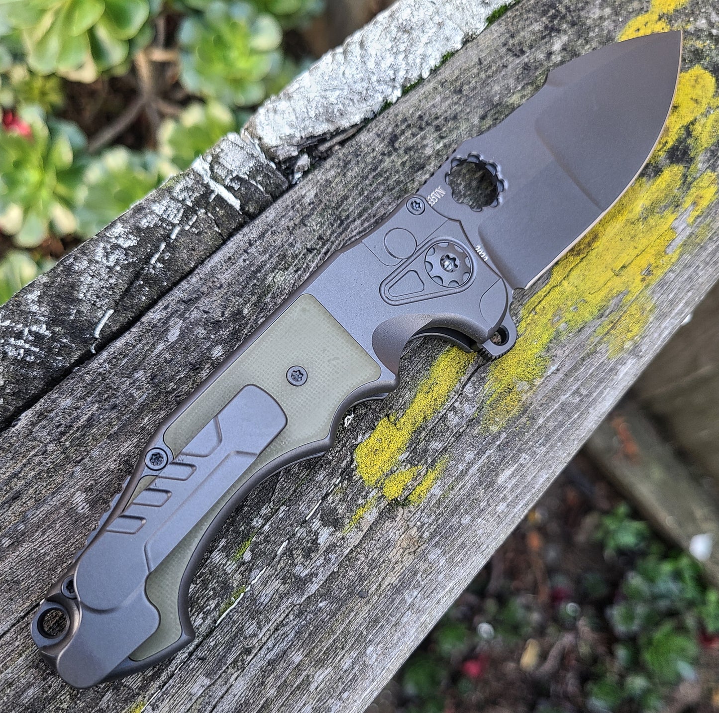 ADV Tactical Alpha-S Black Titanium OD Green G10 S35VN Flipper