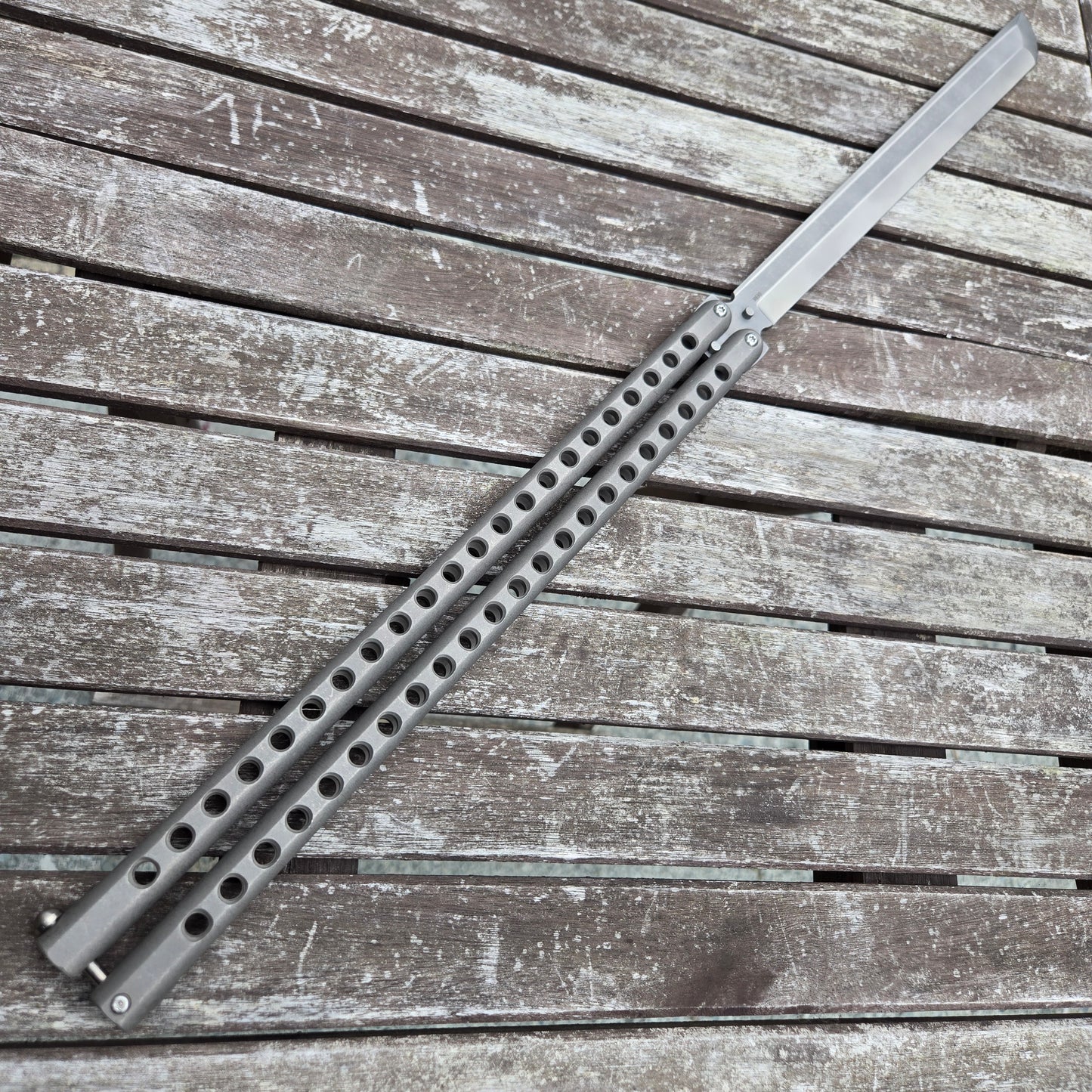 Atropos Knife Demon Sword Titanium Tanto N690 Stonewash Balisong