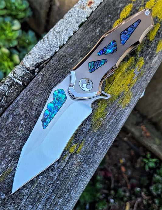 Dew Hara Custom #1/1 LIMITED EDITION Abalone TItanium High Polish M390 NOAH Knife