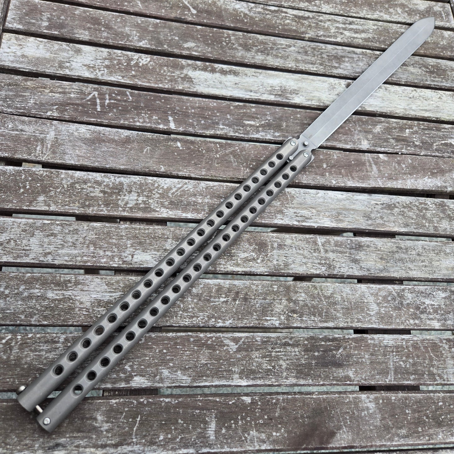Atropos Knife Gladius Sword Titanium Spear Point N690 Stonewash Balisong