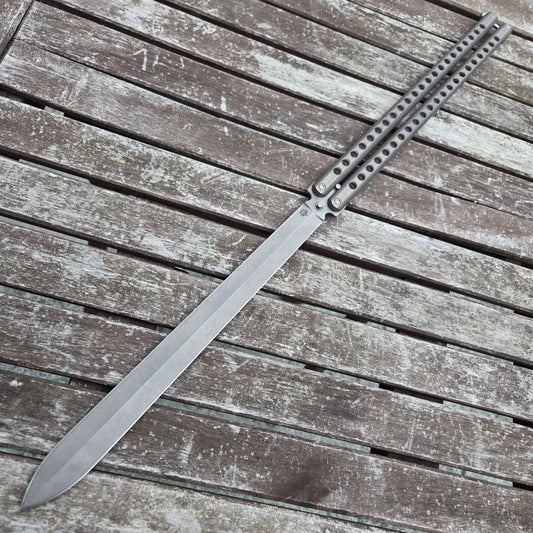 Atropos Knife Gladius Sword Titanium Spear Point N690 Stonewash Balisong