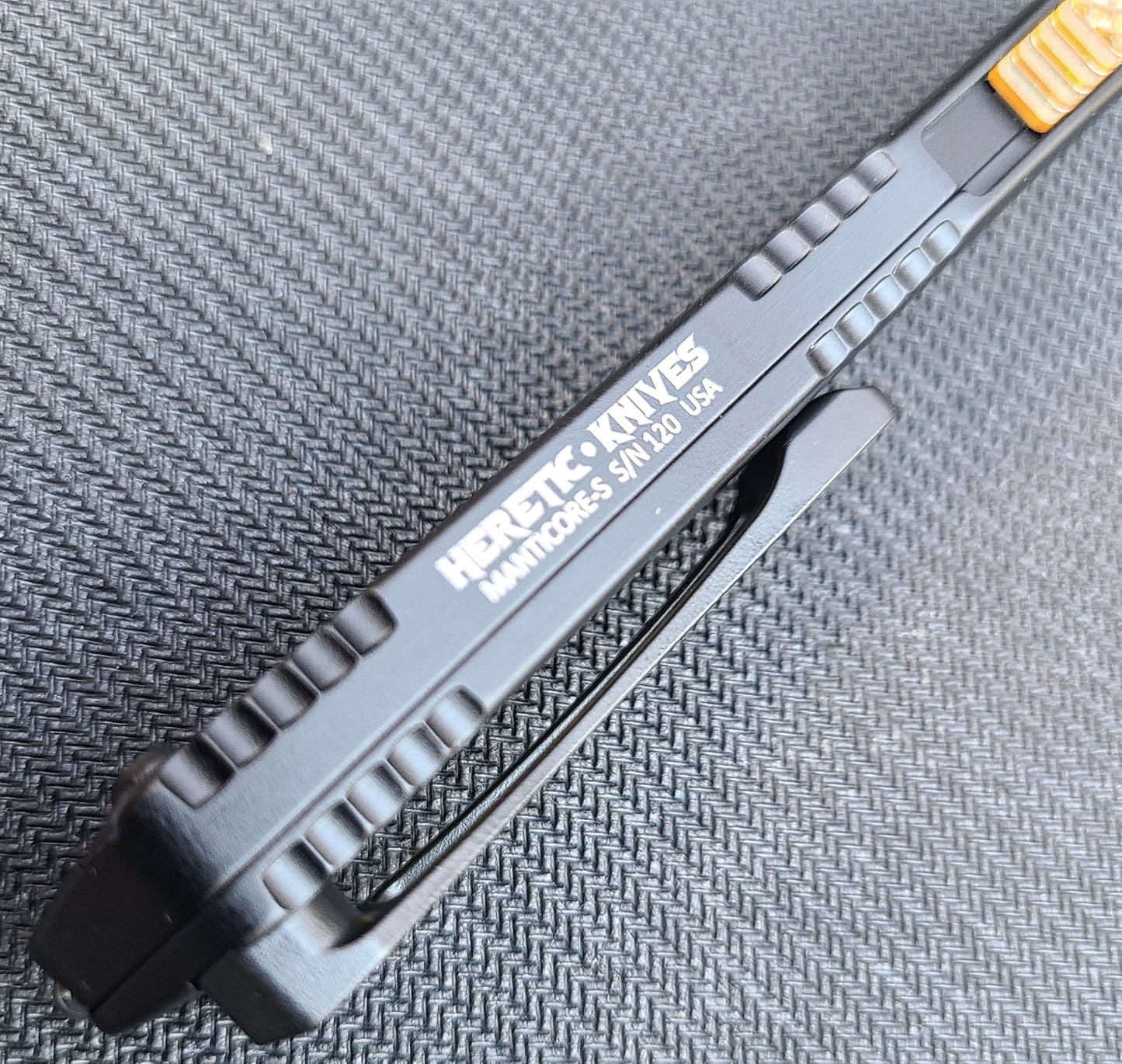 Heretic Knives H024-6A-ULTEM Manticore S Ultem D/E DLC OTF Auto