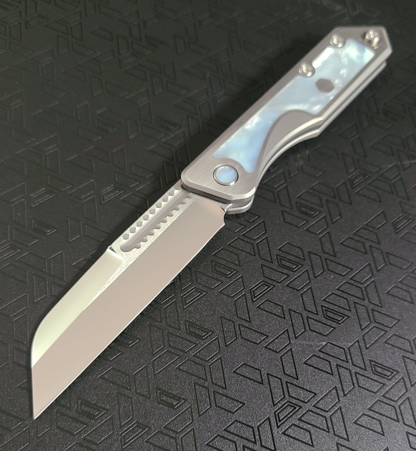Heretic Knives Jinn Mirror Polished Mother of Pearl Slipjoint Folder