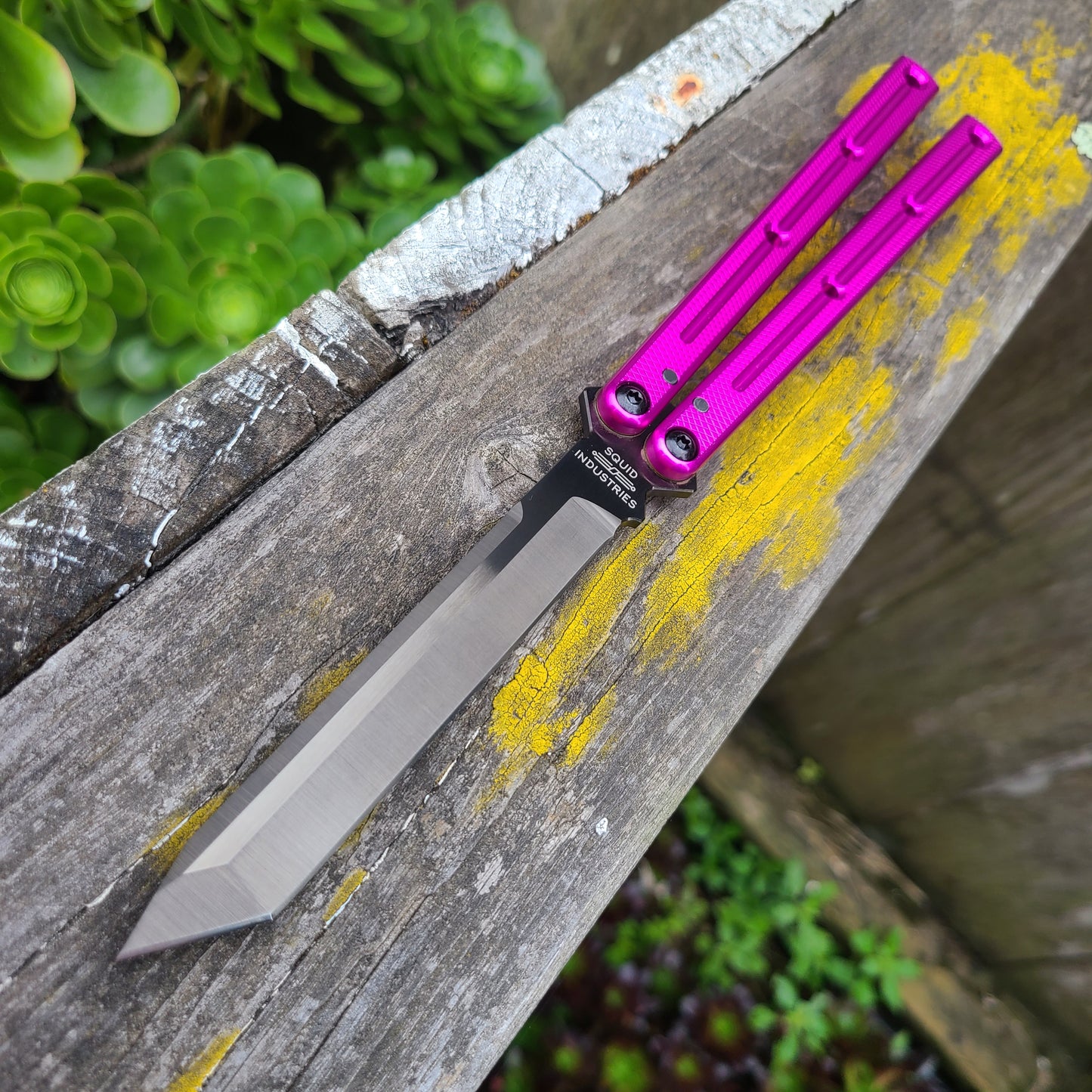 Squid Industries Krake Raken V3 Magenta Inked Tanto Balisong