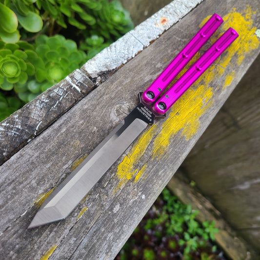 Squid Industries Krake Raken V3 Magenta Inked Tanto Balisong