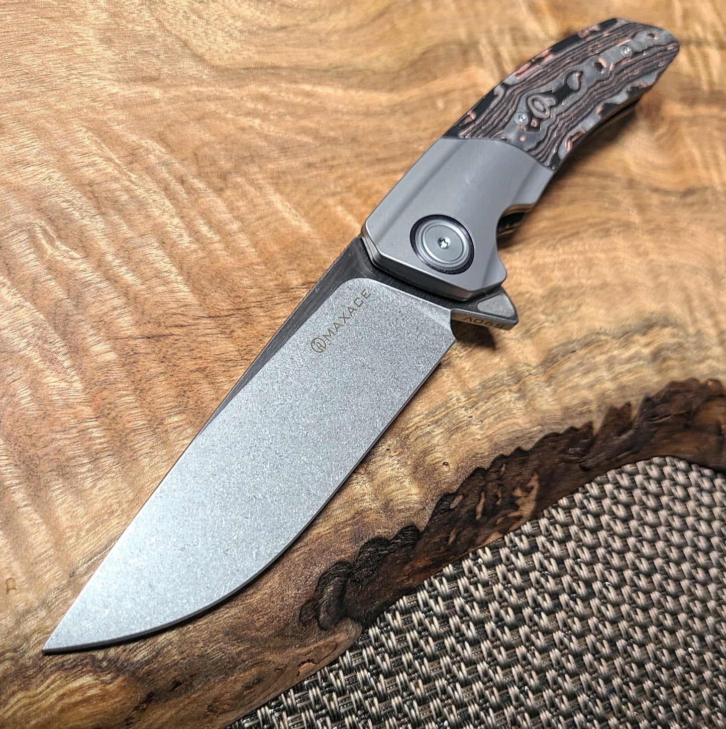 Maxace M16A Mamba Titanium/Copper Foil CF S90V Folder