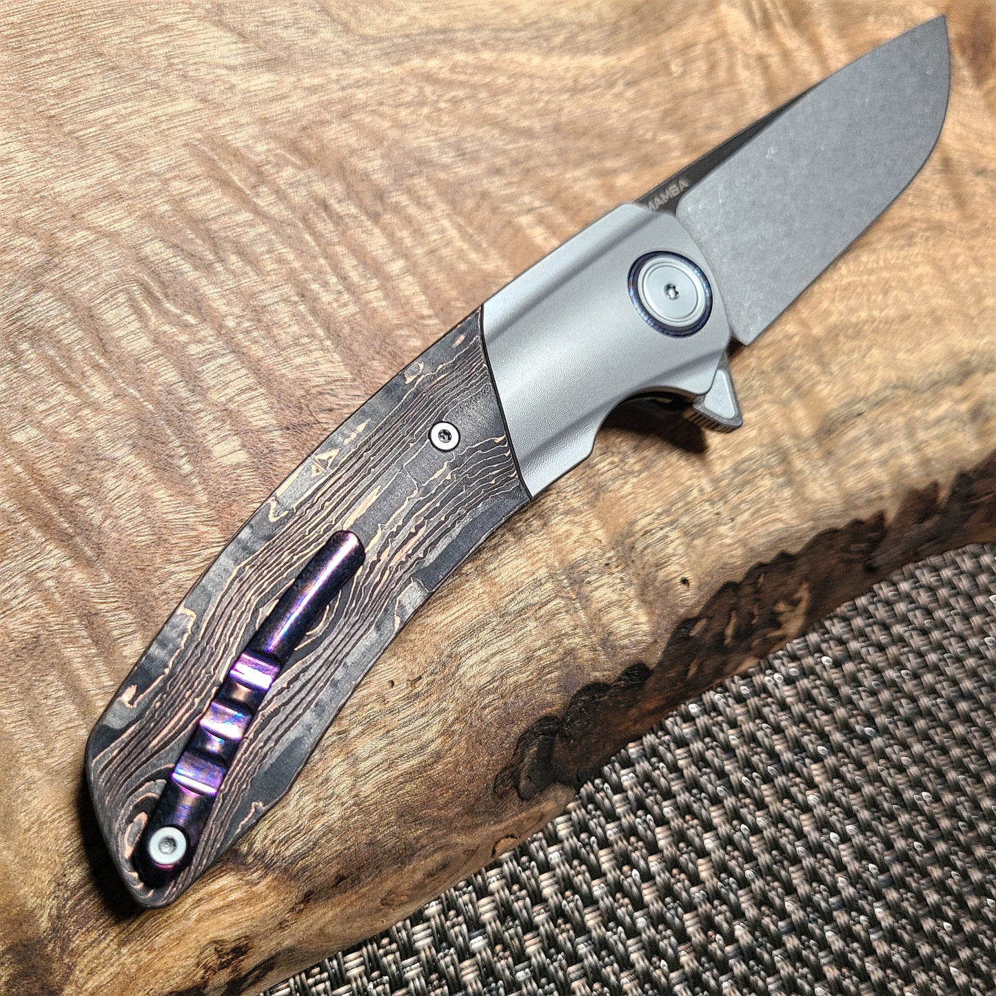 Maxace M16A Mamba Titanium/Copper Foil CF S90V Folder