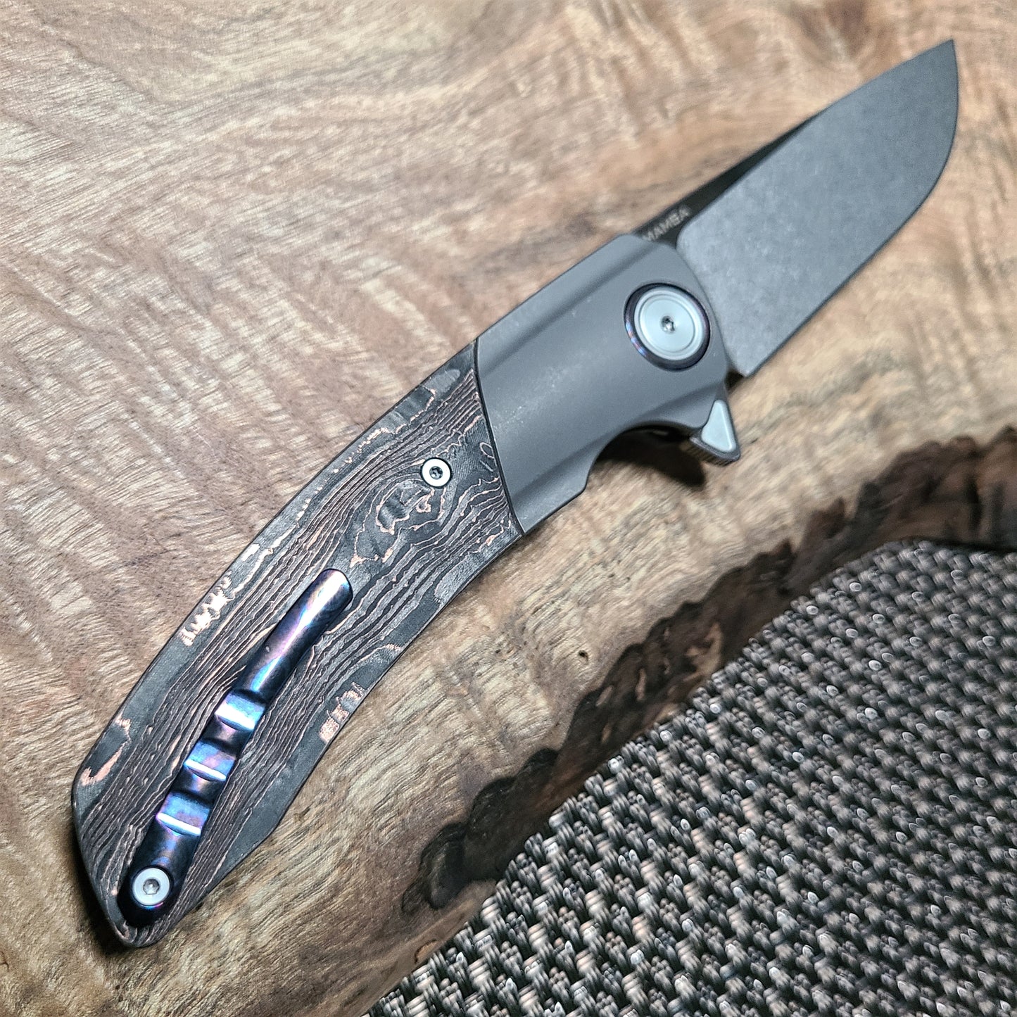 Maxace M16B Mamba Dark Grey Titanium/Copper Foil CF S90V Folder