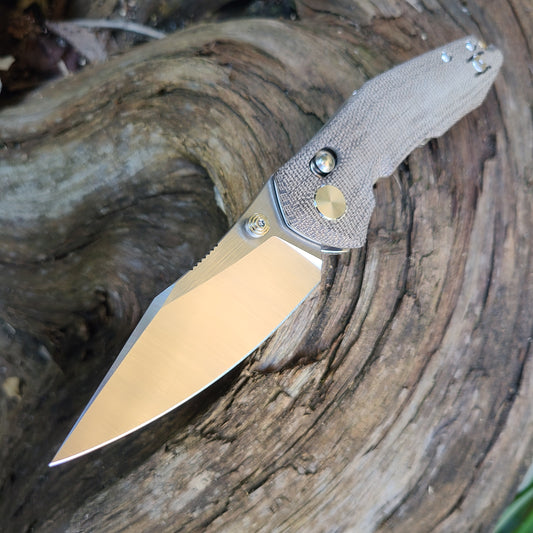 GiantMouse Ace Nazca Green Canvas Micarta M390 Folder