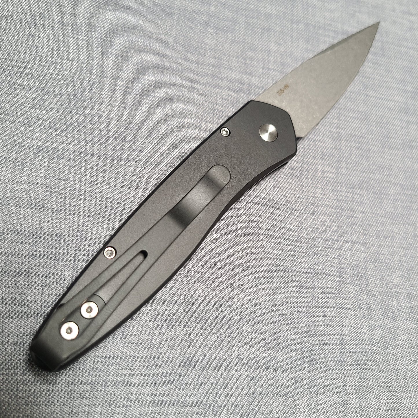Protech 3436 Newport Black Wave Pattern S35VN Stonewash Auto