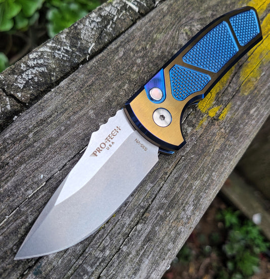 Protech 2023 SBR Custom 006 Blue/Bronze Titanium S35VN Auto