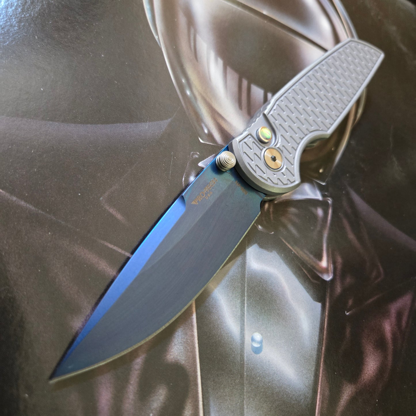 Protech 2025 Blade Show Atlanta TR-3 Integrity Battleworn Grey Aluminum Sapphire Blue S35VN Folder *LIMITED EDITION*