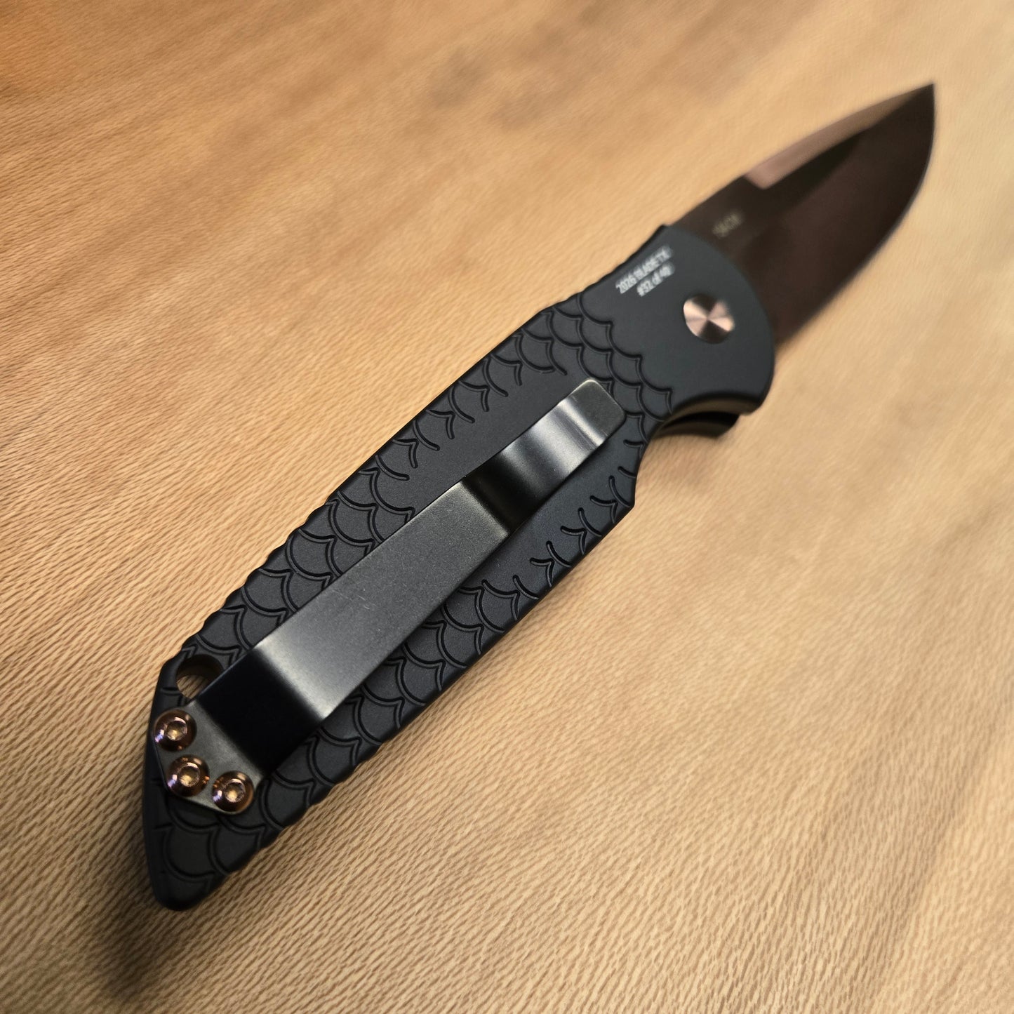 Protech TR-3 Black Fish Scale Copper Rose PVD 154cm Auto *Blade Texas 2026 Exclusive*