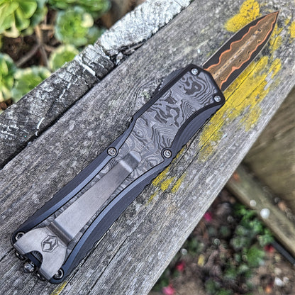 Heretic Knives Colossus HG D/E Baker Forge Damascus OTF Auto