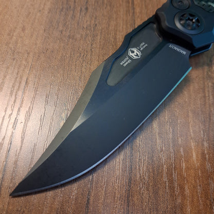 Heretic Knives Wraith V.4 Bowie Automatic Knife (DLC, Tritium Button Inlay, GITD CF)