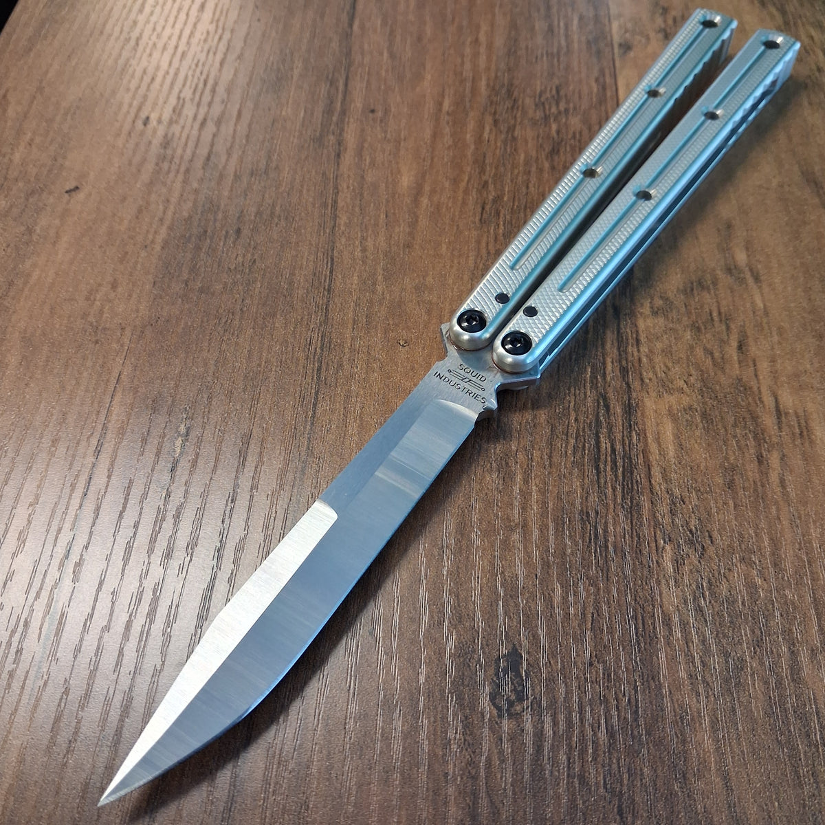 Squid Industries Krake Raken V3 Satin Weehawk Silver Balisong