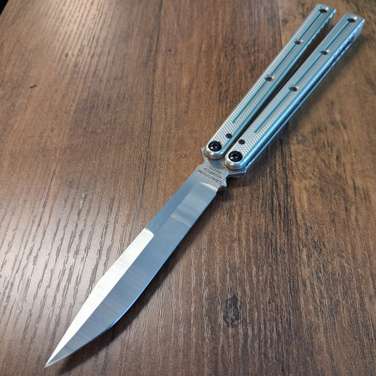 Squid Industries Krake Raken V3 Satin Weehawk Silver Balisong