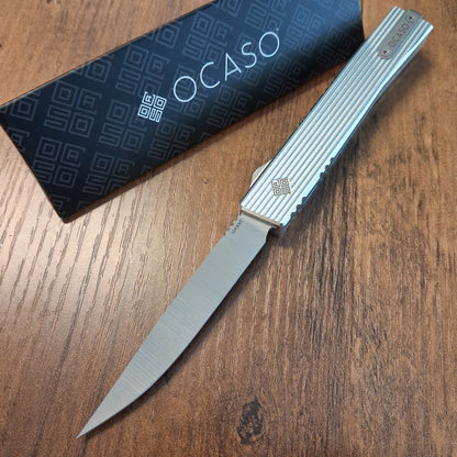 Ocaso Knives Large Lucent Satin Pinstripes/Straight OTF Auto