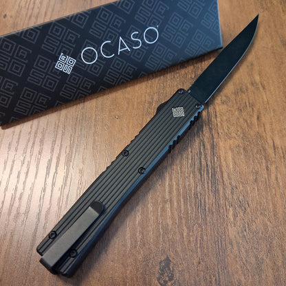 Ocaso Knives Large Lucent Black Pinstripes/Straight OTF Auto