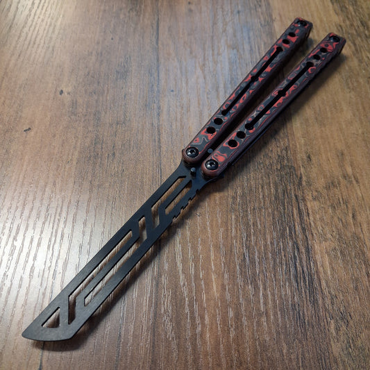 Squid Industries Nautilus V2 Red Wake Inked Black Trainer Balisong