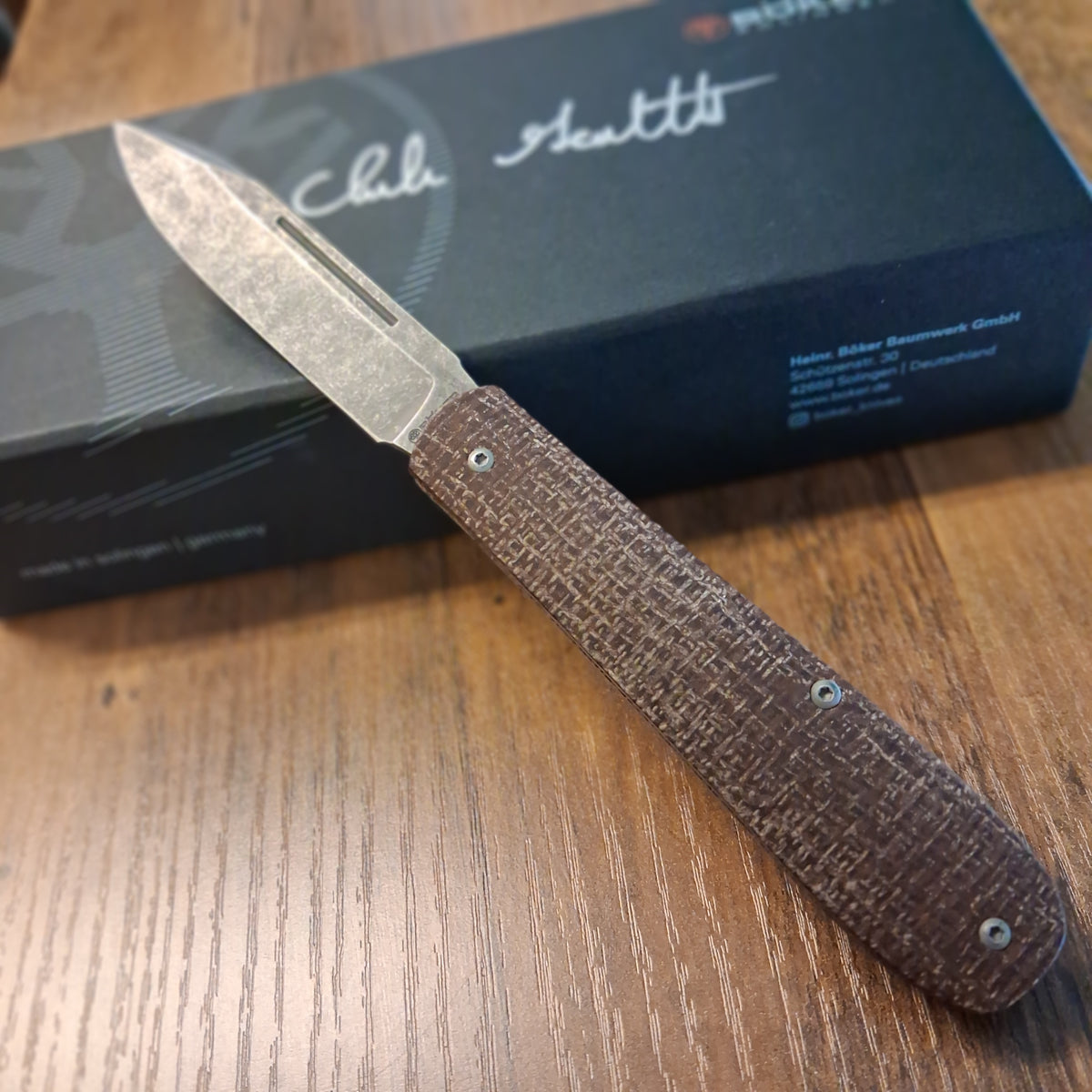 Boker x Chuck Gedraitis Coffin Burlap Micarta Slipjoint Folder