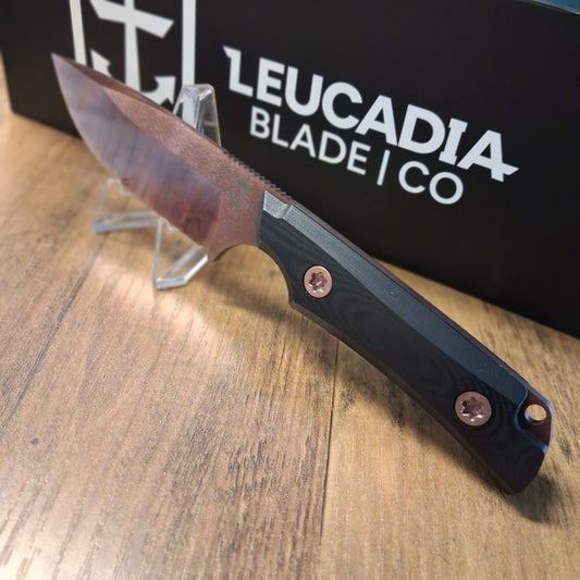 Leucadia Blade Co. - The LandShark - Black G10/Copper Rose PVD Fixed Blade