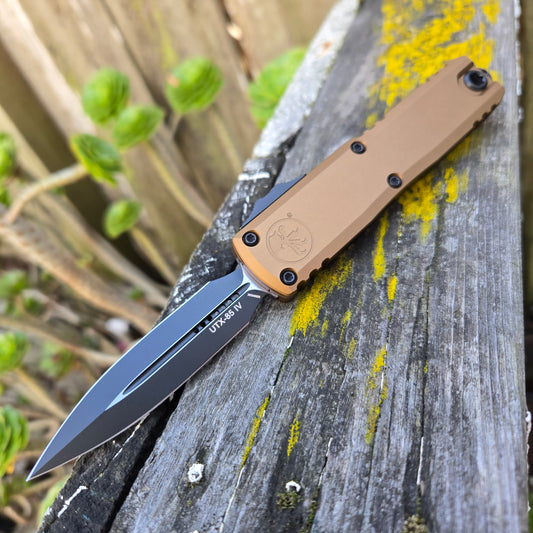 Microtech 12324-1TA UTX-85 Gen IV D/E Tan Black Standard OTF Auto