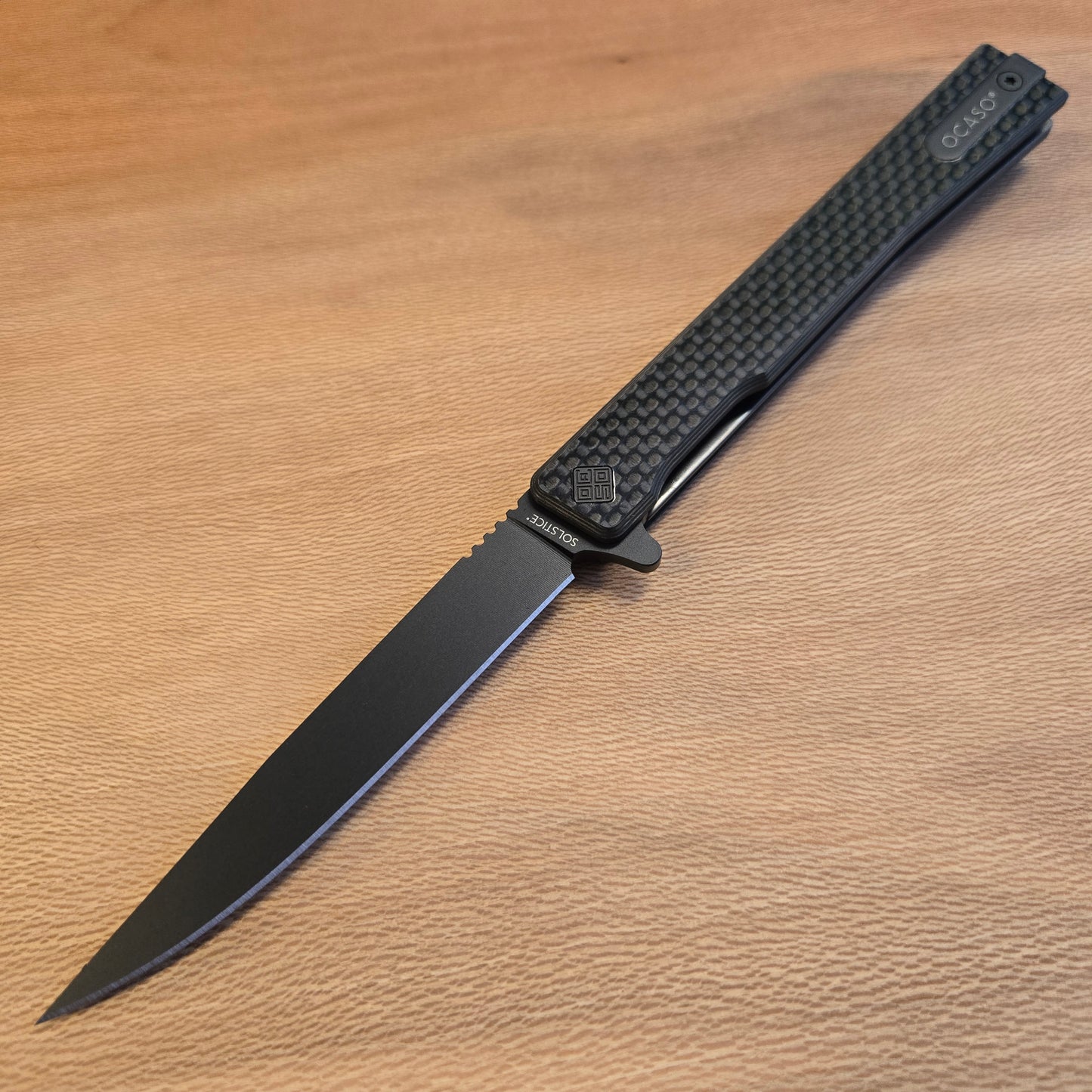 Ocaso Knives Black Drop Point Carbon Fiber Solstice Folder