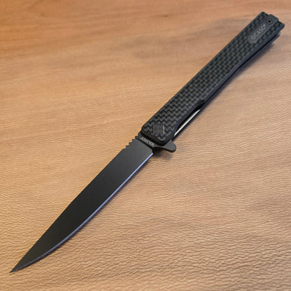 Ocaso Knives Black Drop Point Carbon Fiber Solstice Folder