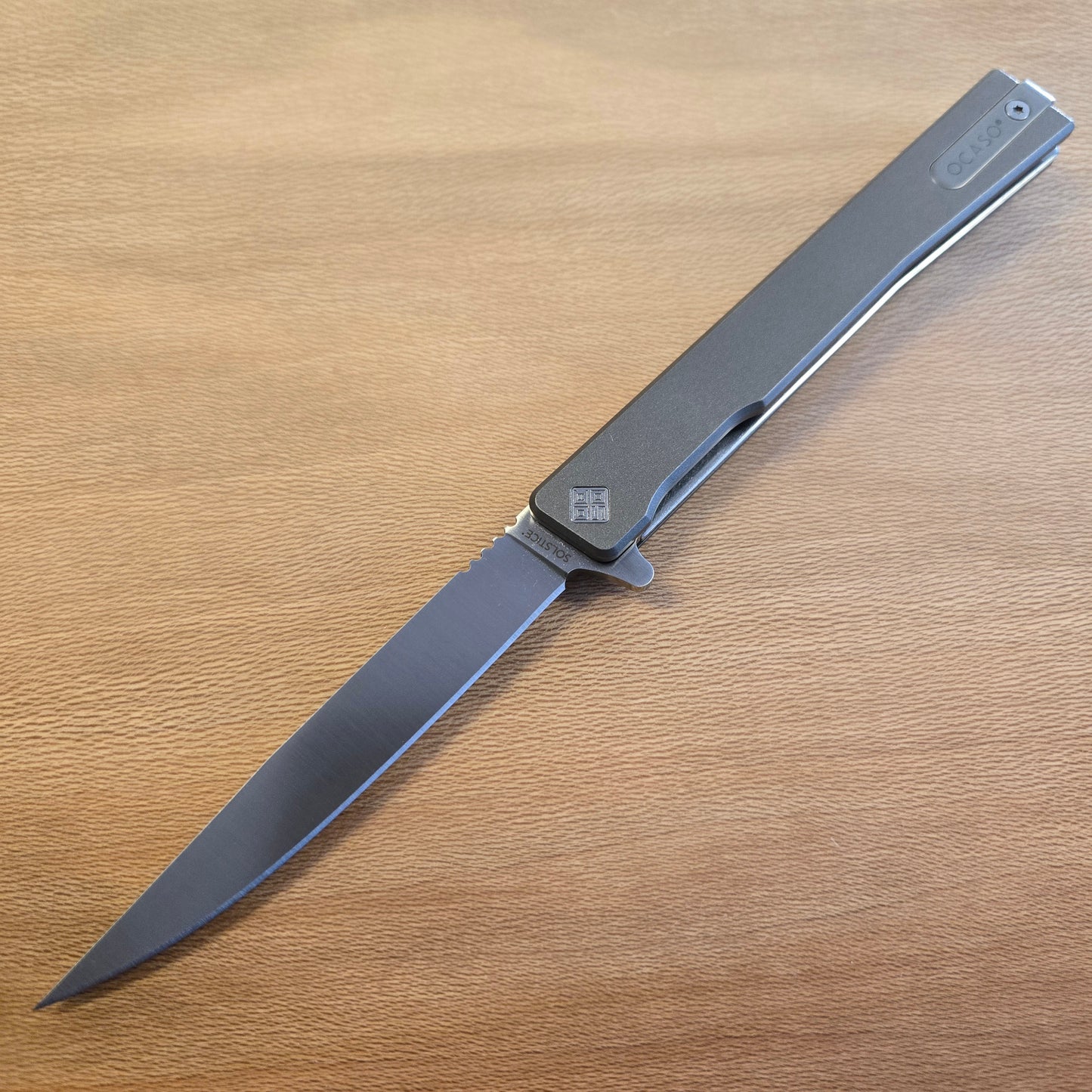 Ocaso Knives Satin Drop Point Titanium Solstice Folder