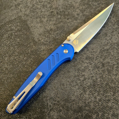 Protech x Peace Neighbor Designed Avalon Knurled Blue Magnacut Folder