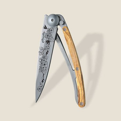 Deejo 27G Olive Wood Cherry Blossom Folder