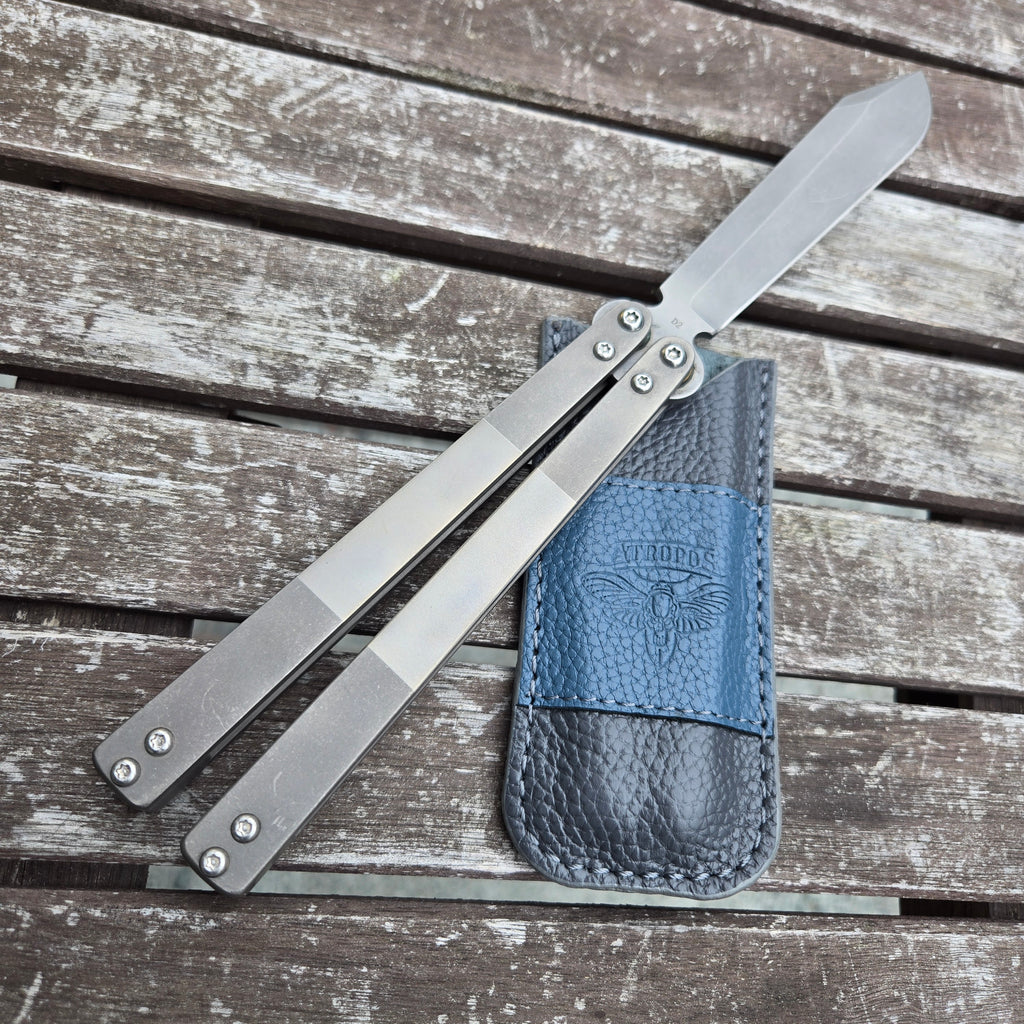 Atropos Knife Fortress 2 Spy 2.0 Titanium D2 Stonewash Balisong