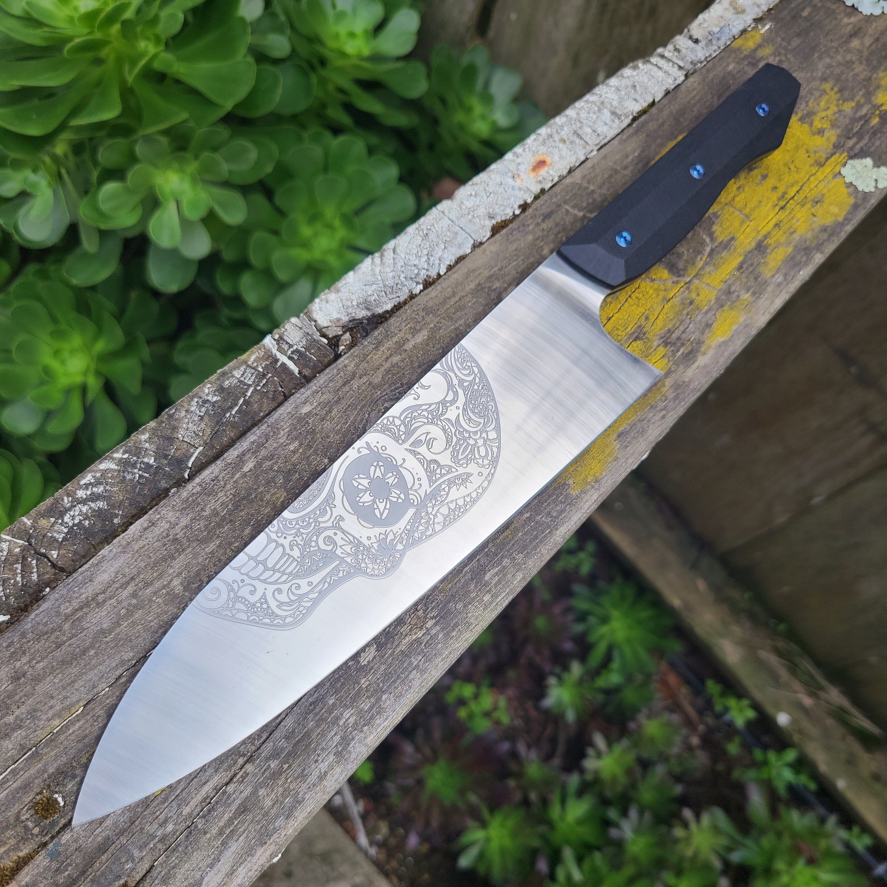Meglio Knives 8" Satin Sugar Skull Magnacut Gyuto
