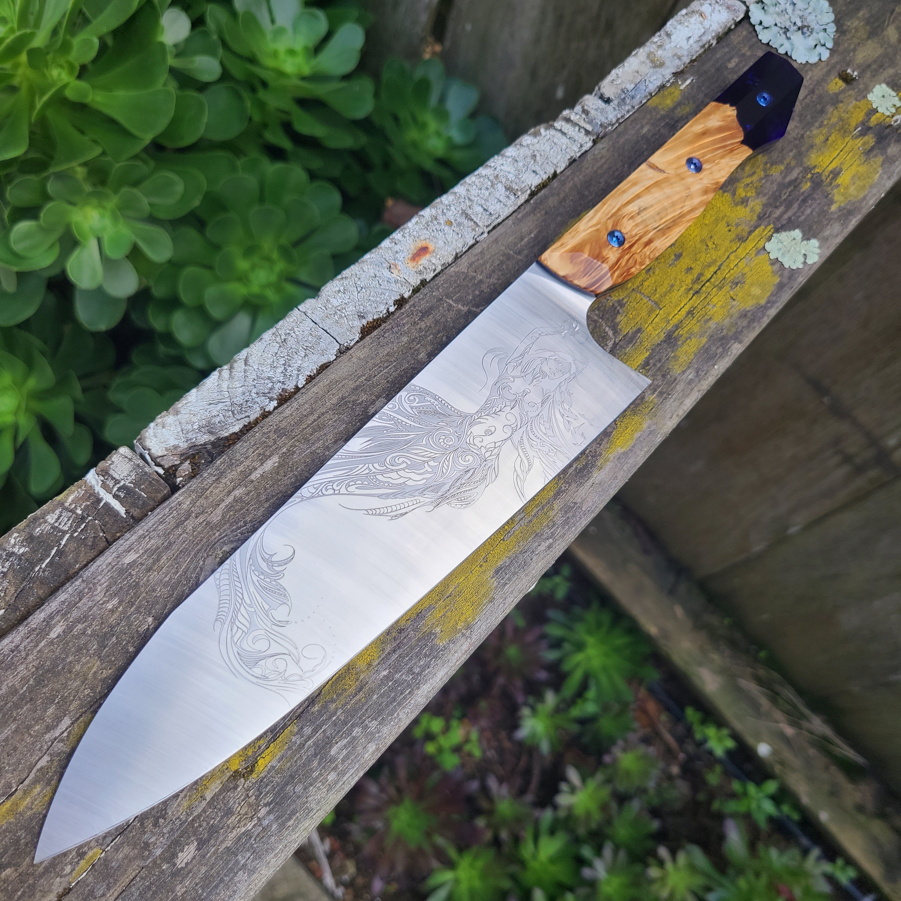 Meglio Knives Semi Custom 8" Purple Resin Calypso Magnacut Gyuto