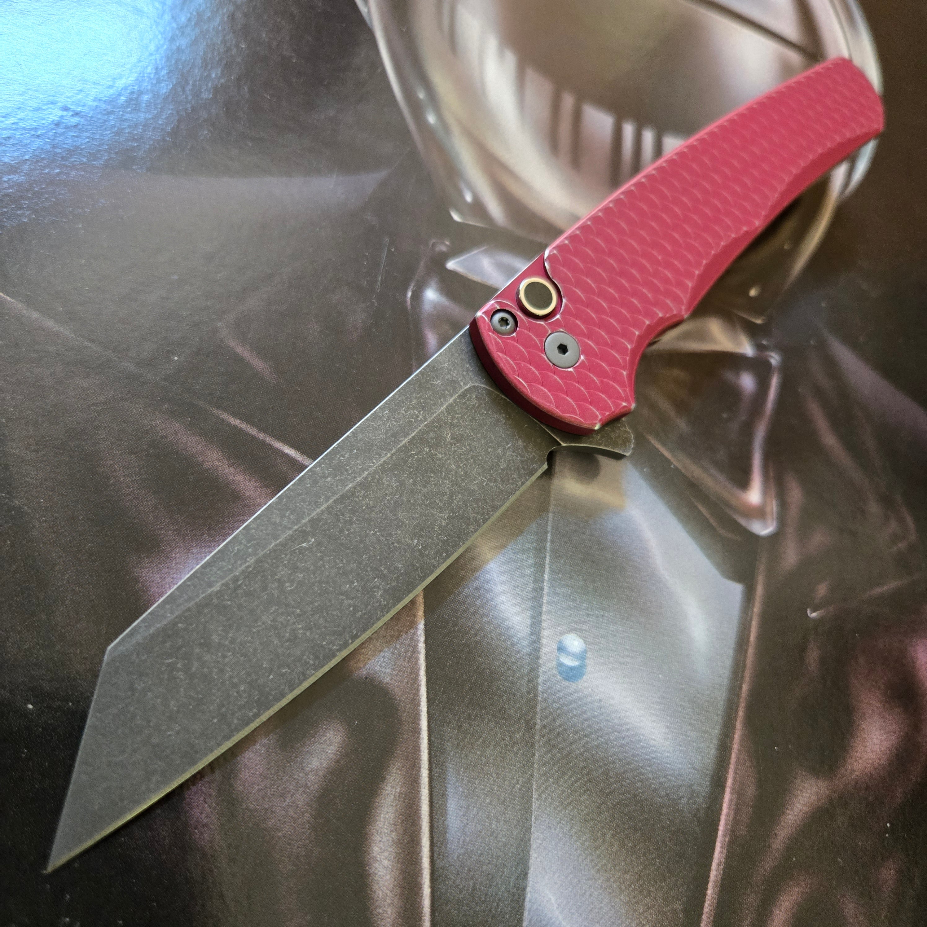 Protech 2025 Blade Show Atlanta Malibu Battleworn Red Reverse Tanto Magnacut Flipper *LIMITED EDITION*