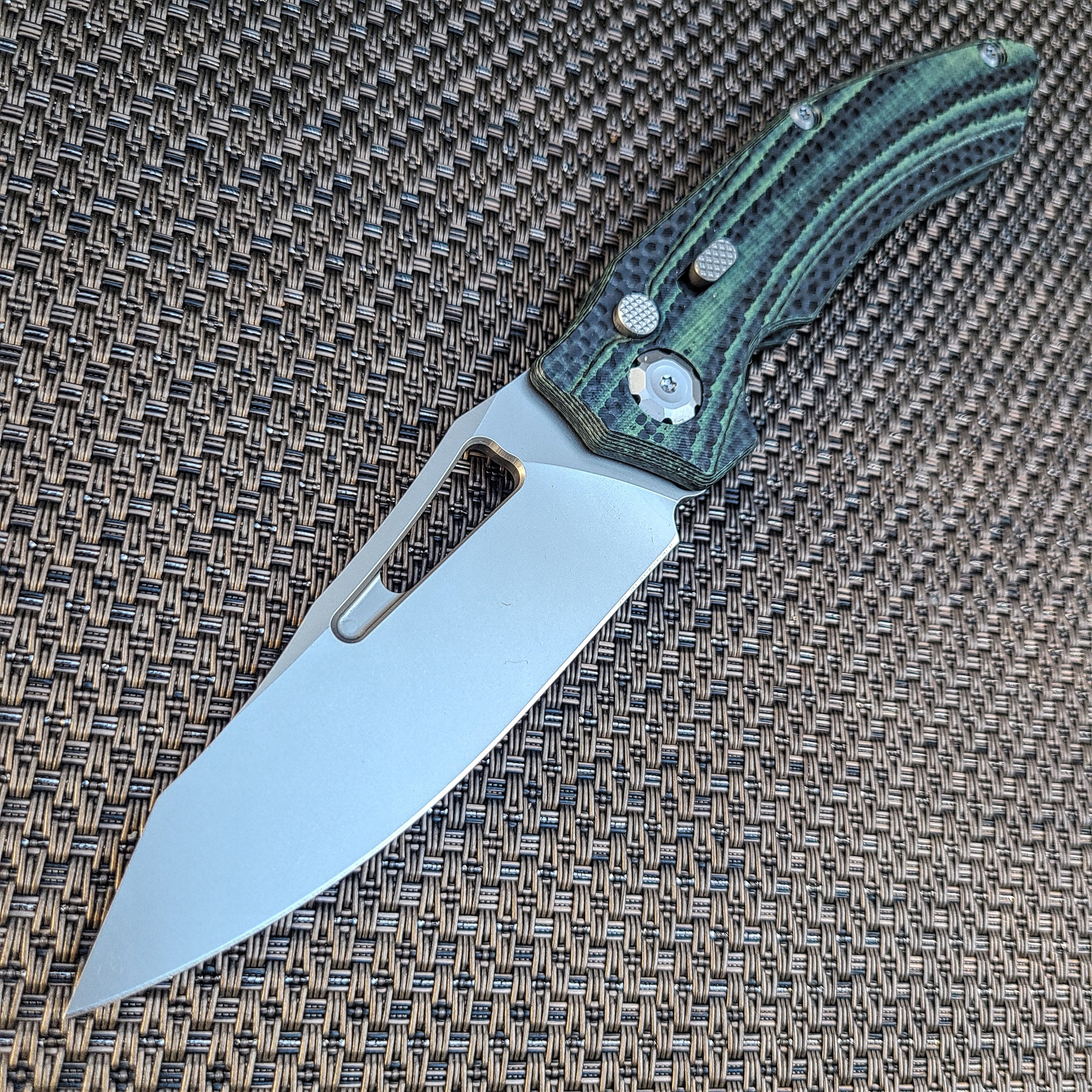 Maxace X02B Babylon-A Green CF M390 Auto || WE BE KNIVES – We Be 