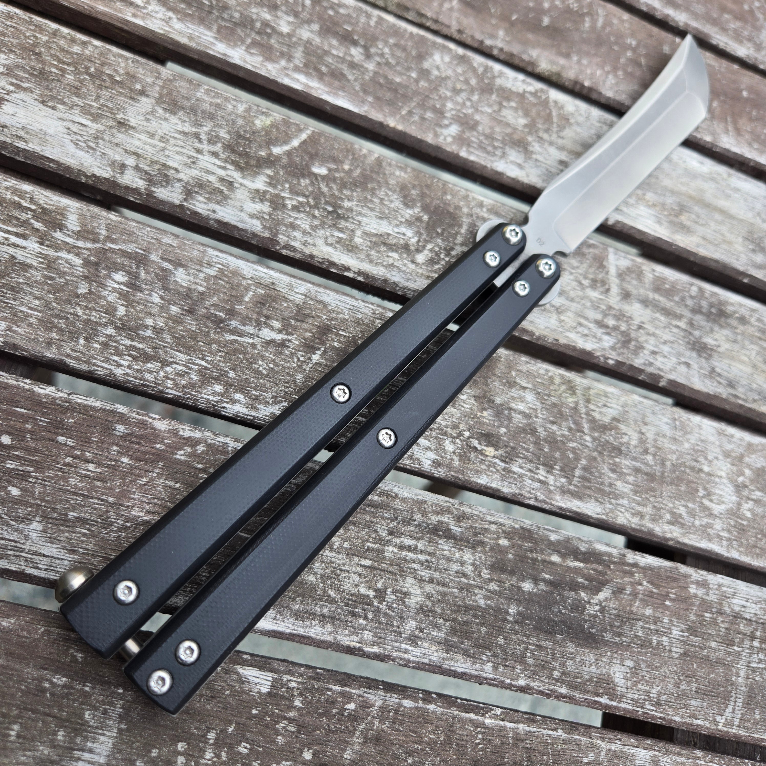 Atropos Knife Demon 2 BRO Black G10 D2 Stonewash Balisong