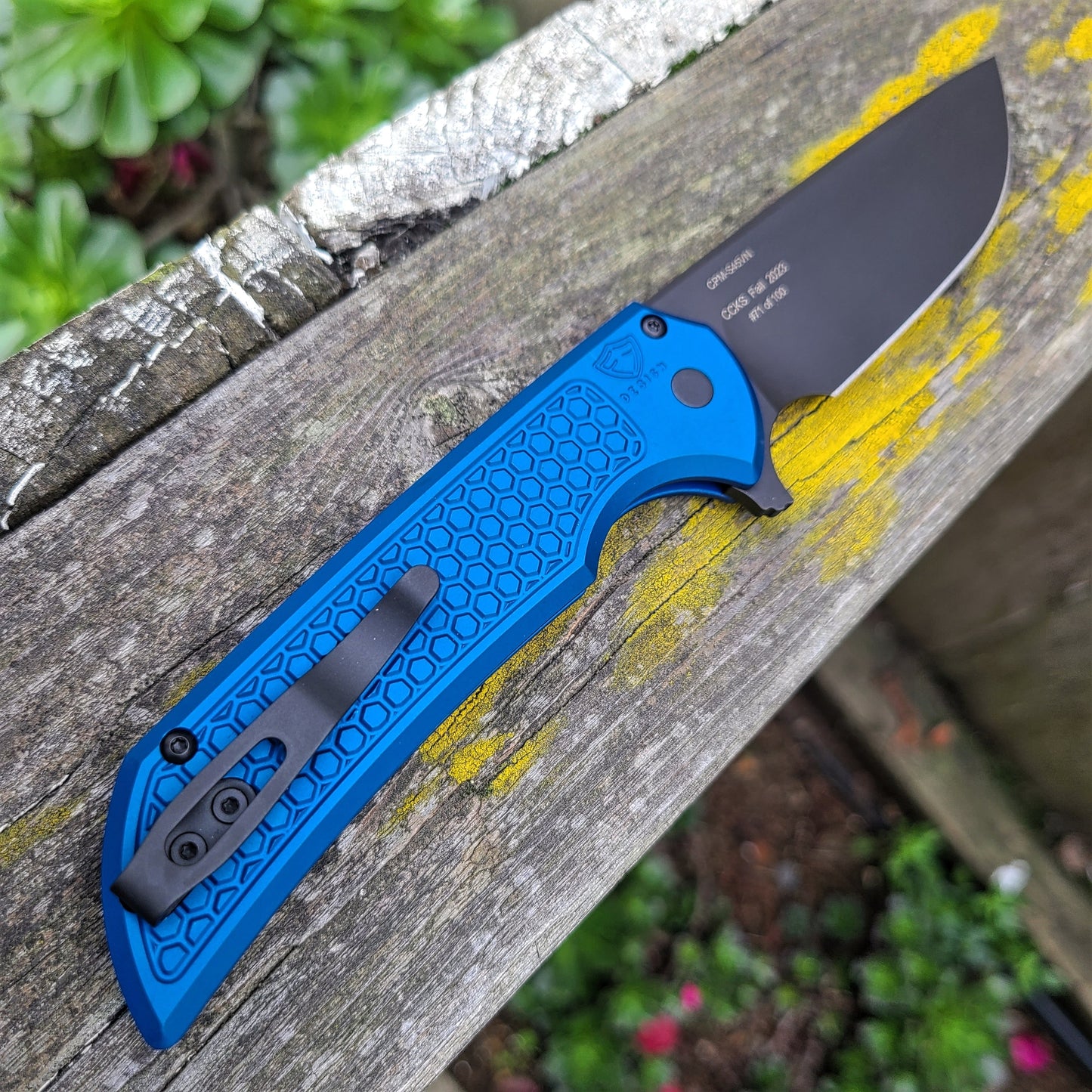 Protech CCKS 2023 Blue Honeycomb Mordax CPM-S45vn Flipper