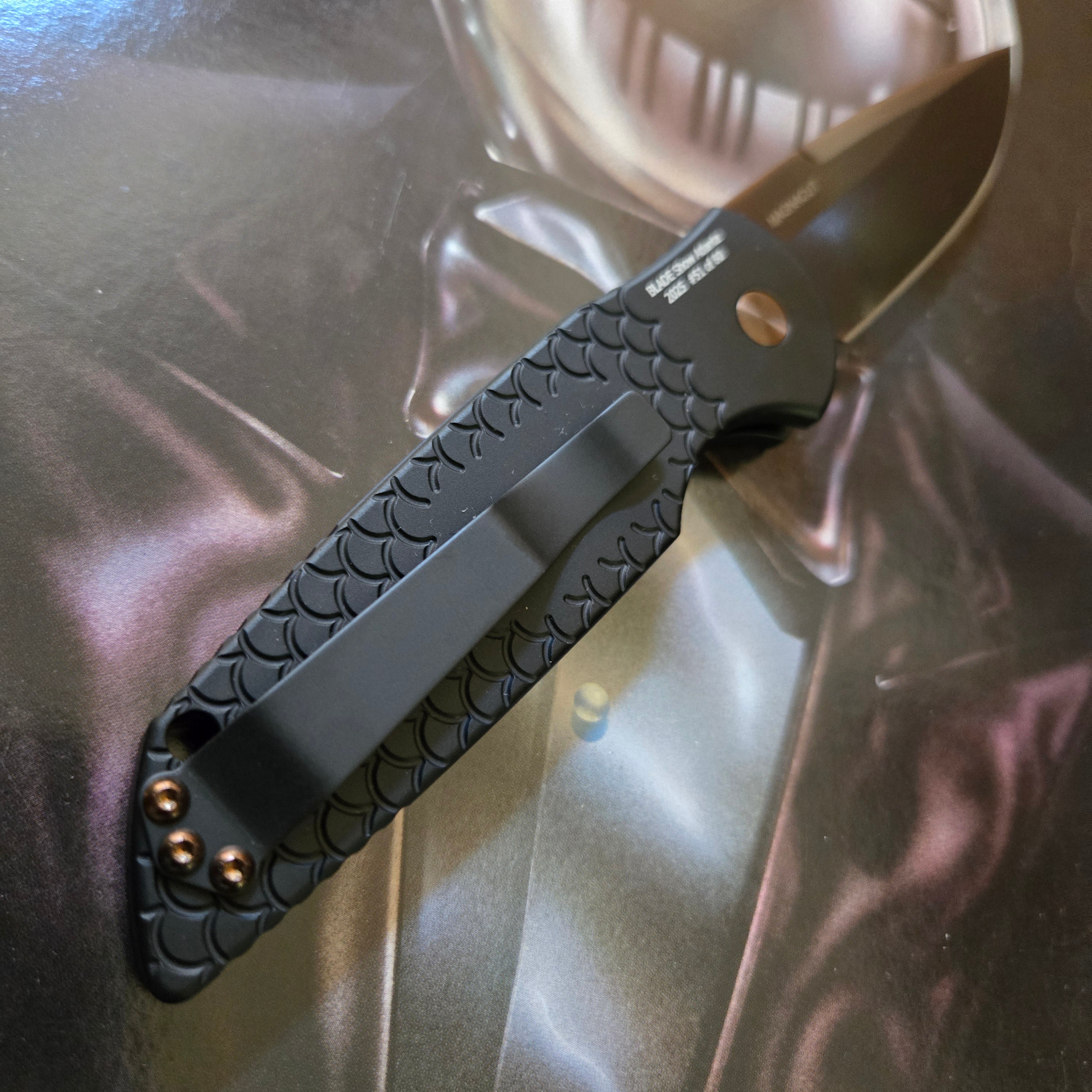 Protech 2025 Blade Show Atlanta TR-3 Black Fishscale Antique PVD Magnacut Auto *LIMITED EDITION*