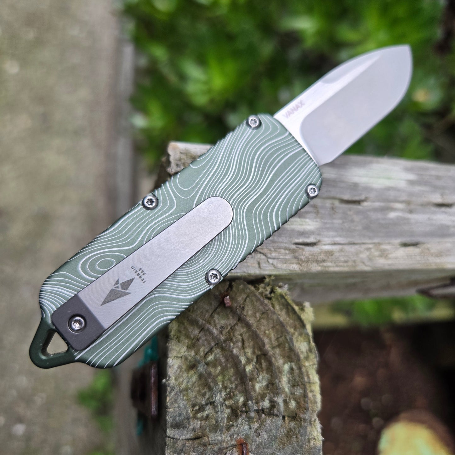 Terrain 365 CAS OTF OD Green Topograhic Vanax Blade