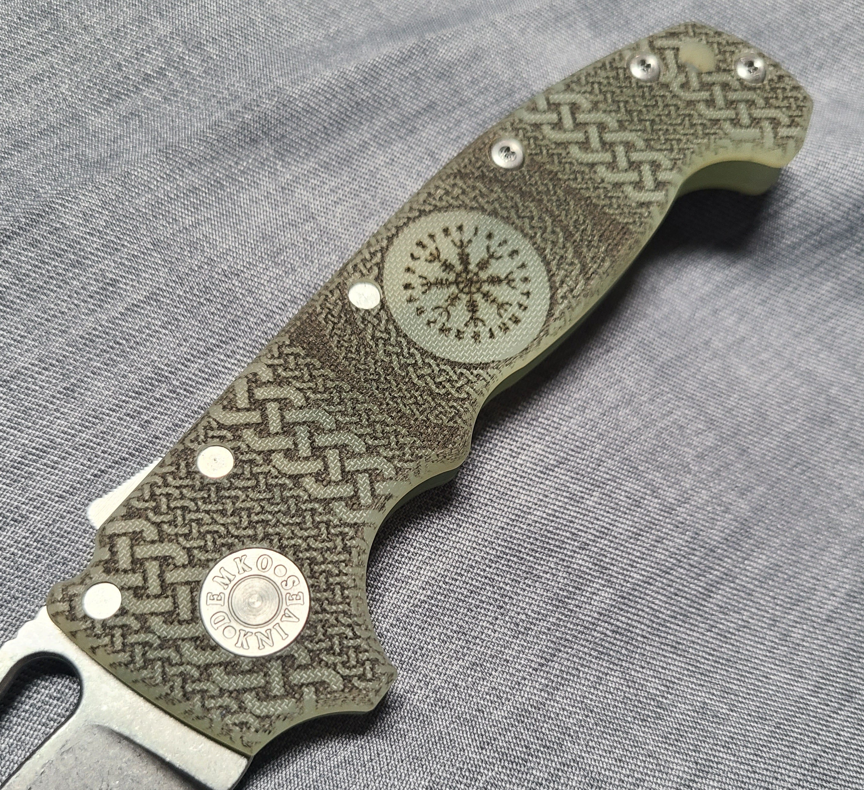 Demko Knives AD20 Shark Lock Jade Green G10 Nordic Pattern CPM-3V Folder